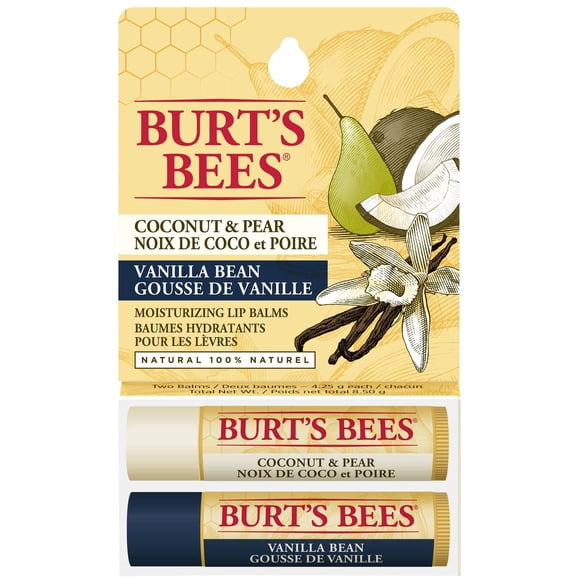 Burt’s Bees® 100% Natural Moisturizing Lip Balm, Coconut & Pear and Vanilla Bean