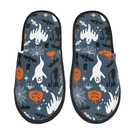 

Pofeuu Halloween Print EVA Fuzzy House super light Slippers Slippers Scuff Outdoor Indoor Warm Cozy Plush Bedroom Shoes Soft Flat Comfy Anti-Slip-Medium