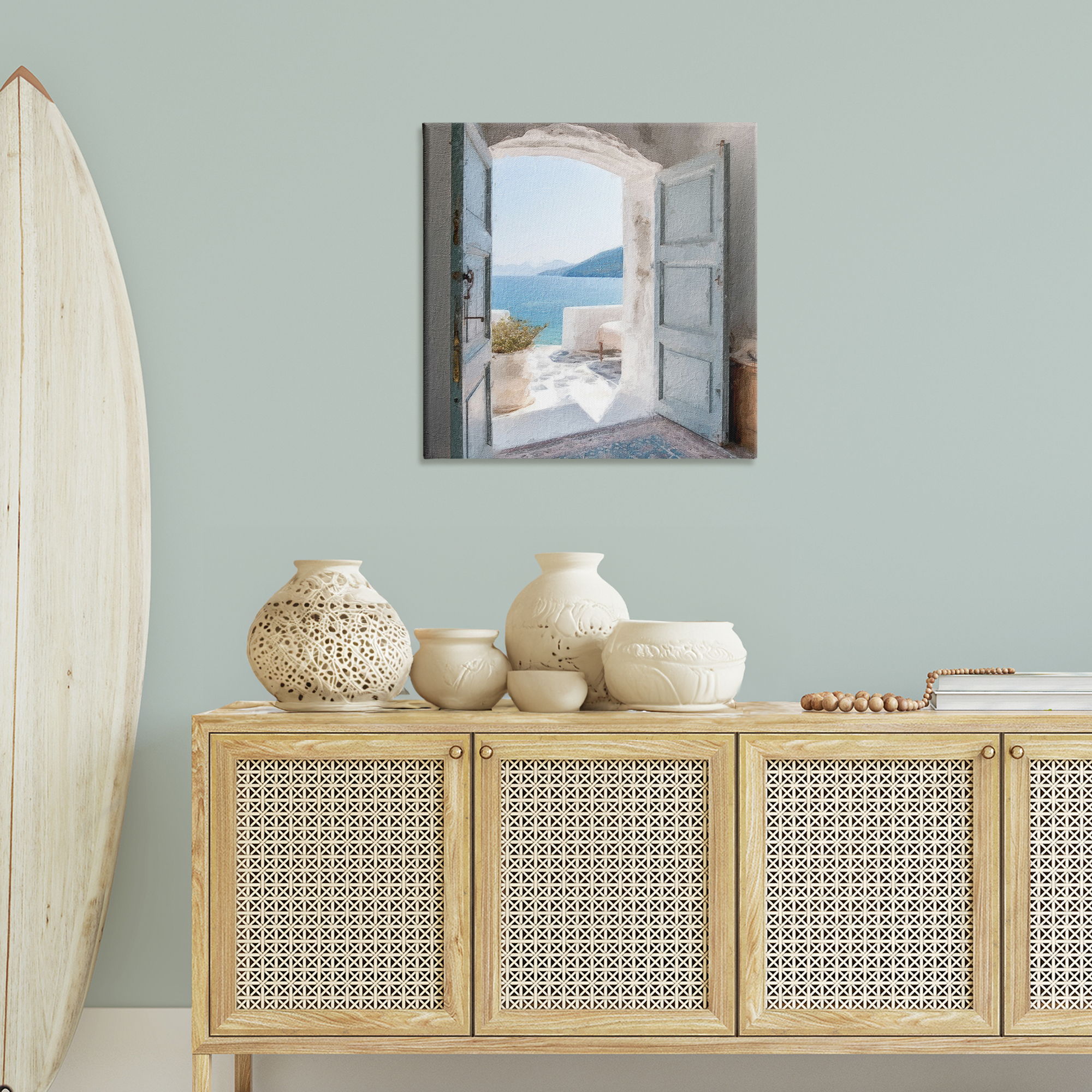 Stupell Industries Costal Door to Ocean Town & City Painting Gallery Wrapped Canvas Art Print Wall Art, 30 x 30