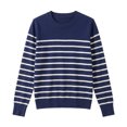 thumbnail image 3 of Womens Oversized Striped Sweatshirt Casual Long Sleeve Crewneck Shirt Fshion Clothes (Blue S), 3 of 4