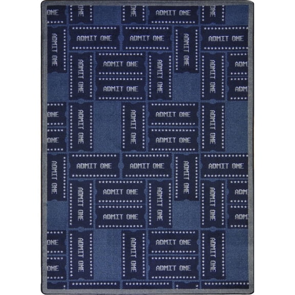 Joy Carpets Any Day Matinee Admit One 7'8" x 10'9" Area Rug in Color Blue