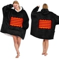thumbnail image 3 of Heated Hoodie Blanket, Wearable Electric Blanket with 3 Heat Settings, Cordless Portable Flannel Hooded Blanket for Men Women, 3 of 7