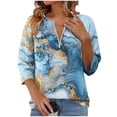 thumbnail image 2 of Women's 3/4 Sleeve Tops Plus Size Zipper Printed Loose Comfortable Spring Summer Top, 2 of 5