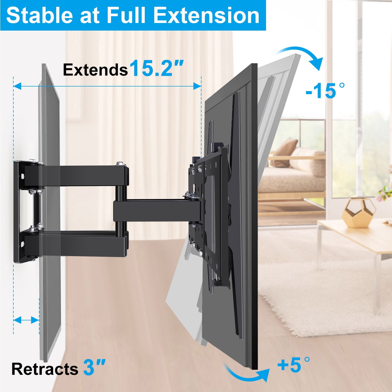 Musment TV-ZJ-AB-CX Stain Resistant Full Motion Wall Mount & Monitor with 8K HDMI Cable