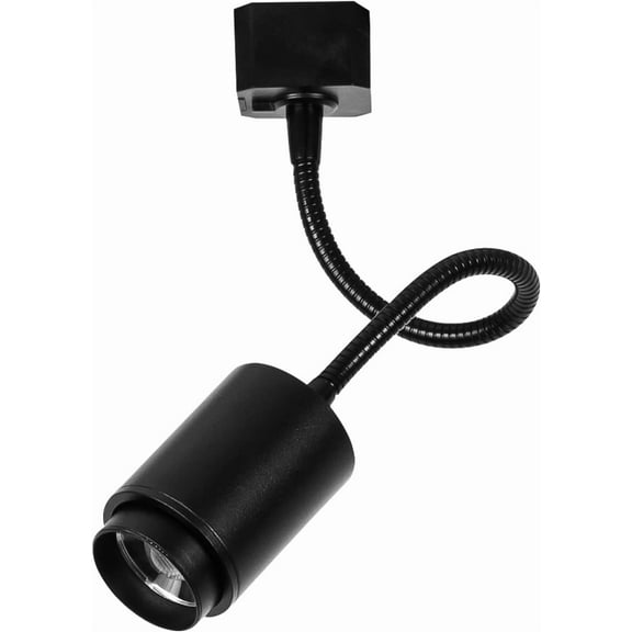 KAYYELAMP Flexible Hose Mini Black Aluminium Spotlight H-Type Track Mounted 5W Neutral Light COB Focusing Adjusted Background Track Lighting for Gallery Cabinet Loft(No Track)