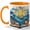 Orange, variant on Stained Glass Ocean Book Coffee Mug, Sailboat Sea Waves Beach Fantasy Design, 11 oz Ceramic Cup