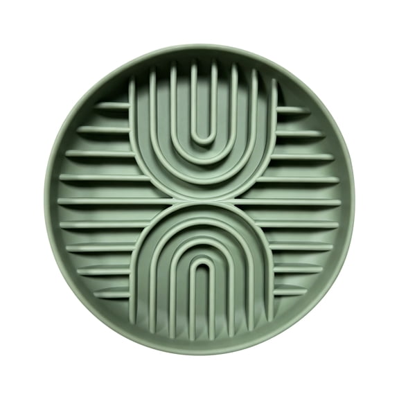 Silicone Slow Feeder Bowl 19cm Slow Eating Cat Dog Bowl Maze Puzzle Pet Bowl for Cats & Dogs with 3.8cm Depth, Dishwasher Safe, Dark Green