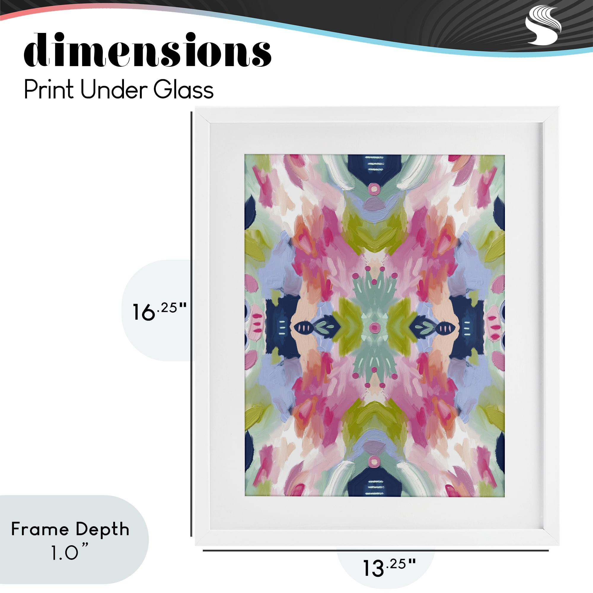 Stupell Industries Kaleidoscopic Floral Mandala White Framed Print Under Glass, design by Lisa Nohren