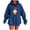 Blue, variant on Retro Santa Hooded Sweatshirt for Women Vintage Christmas Hoodie Sweaters Xmas Gnome Oversized Long Sleeve Tops