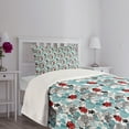 thumbnail image 3 of Ambesonne Ladybugs Quilted Bedspread Set 2 Pcs, Romantic Roses Flowers, Twin Size, Pale Blue Red Black, 3 of 5