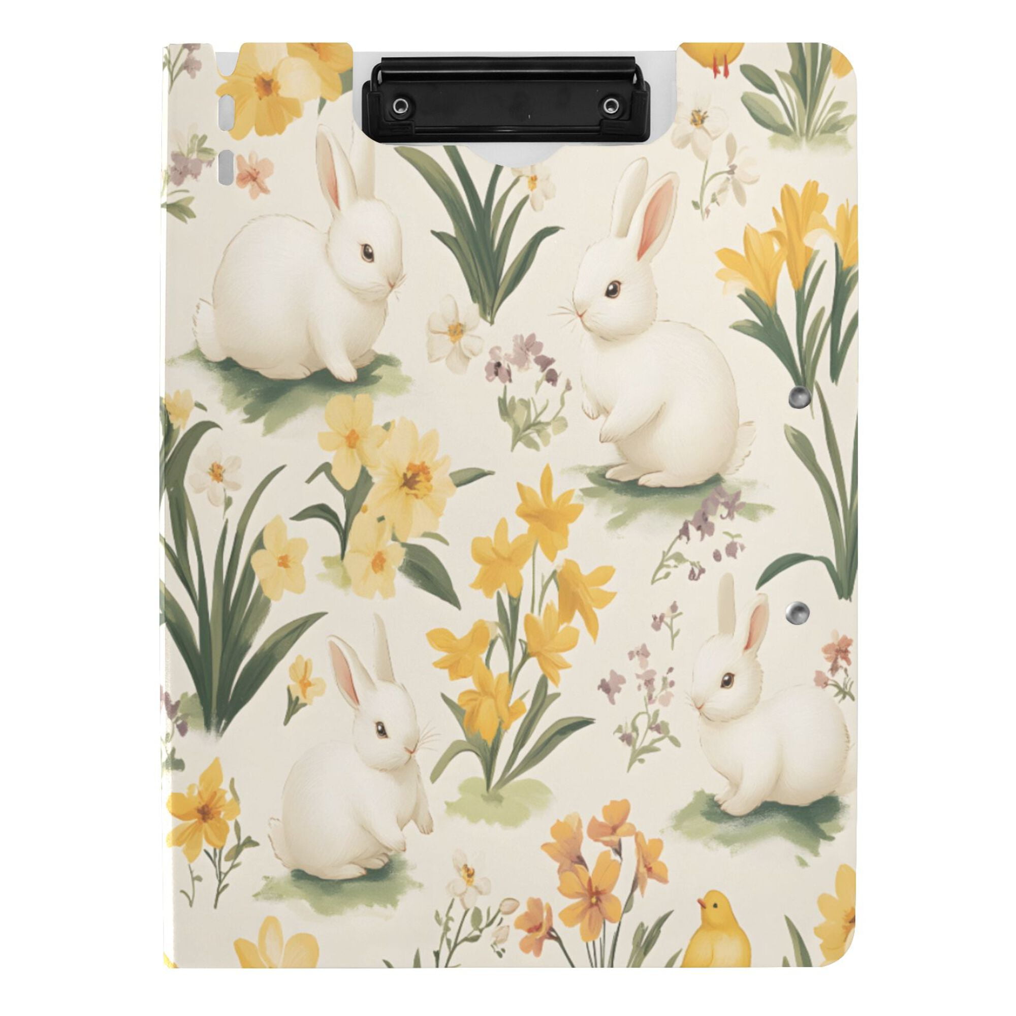 FORMRS A4 Clipboard Folder with Pen Holder Horizontal Foldable School Office Binder, White Rabbits