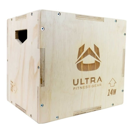 Ultra Fitness Gear 3 in 1 Wood Plyo Box for Jump, Crossfit, MMA Training. Plyometrics. Size: Small 16/14/12