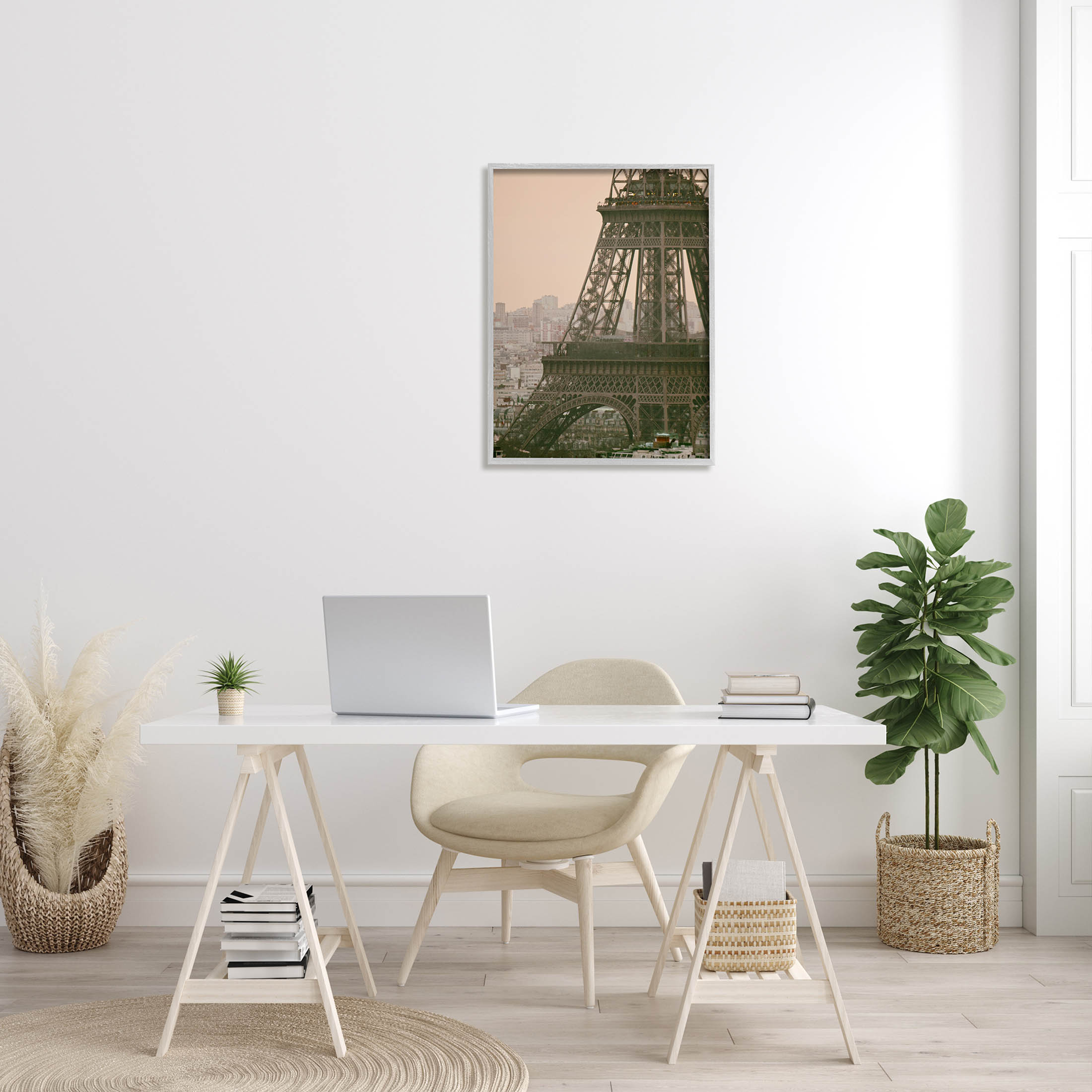 Eiffel Tower Paris Skyline Town & City Photograph Gray Framed Art Print Wall Art