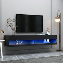 70" LED Floating TV Cabinet, Wall Mounted Modern TV Stand for 80 Inch TV, Living Room Bedroom Media Furniture Under TV Console, Black