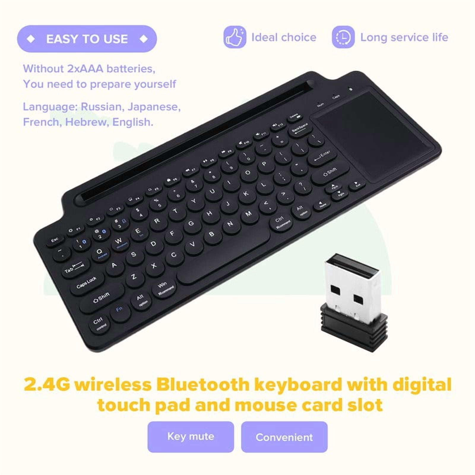 2.4G Wireless Bluetooth Keyboard with Number Touchpad Mouse Card Slot Numeric Keypad for Android IOS Desktop Laptop PC