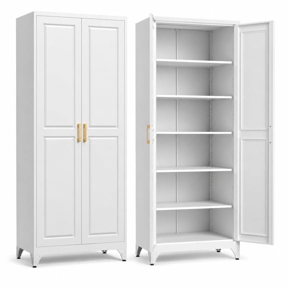 75-inch Tall Metal Storage Cabinet with Doors, Kitchen Pantry Organizer