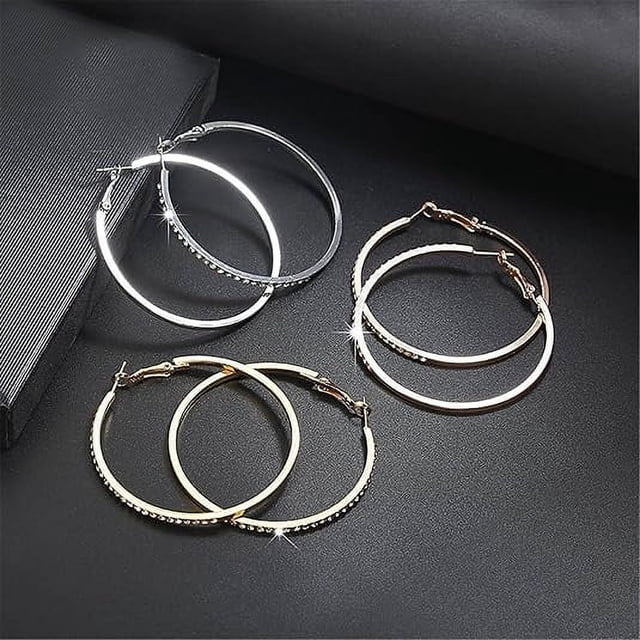 Pendientes colgantes de plata esterlina 925 para mujer • Pendientes de aro de diamantes de corte redondo • Circonia cúbica brillante • Respaldo de postes asegurados • Joyería para regalos de