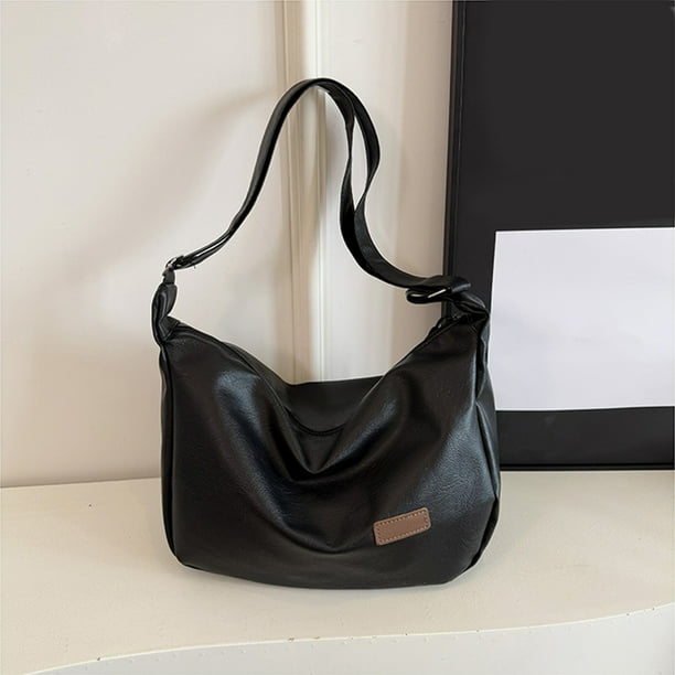 Bolsa de hombro para mujer negra, bolsa de mensajero, moda casual, tamaño S