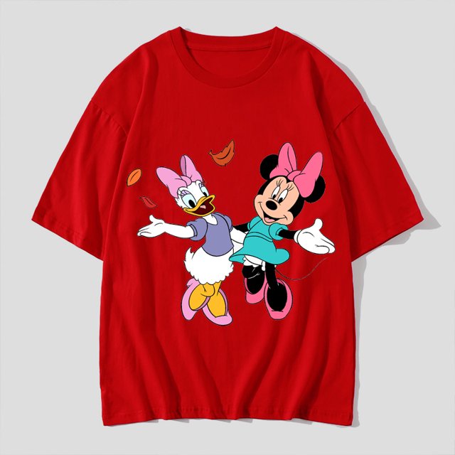 Disney lindo Mickey Mouse Pato Donald princesa señoras pantalón corto Casual manga niñas camiseta estampado de dibujos animados camiseta cuello redondo pulóver