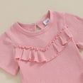 thumbnail image 5 of HIPYLO Baby Girls Short Sleeve Bodysuit Bloomer Shorts Ribbed Outfits Newborn Rib Knit Ruffle Romper Shorts Headband 3pcs Basic Solid Clothes Cute Outfit, 5 of 6