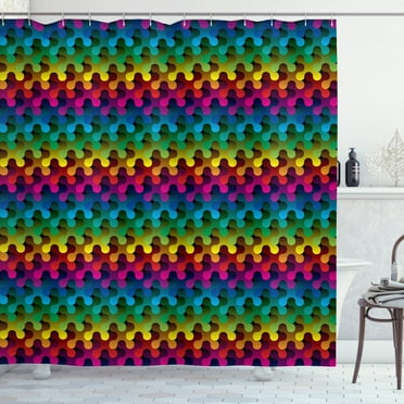 Ambesonne Geometric Shower Curtain, Digital Game Style, 69"Wx70"L, Multicolor