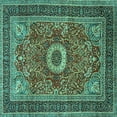 thumbnail image 1 of Ahgly Company Indoor Square Persian Turquoise Blue Traditional Area Rugs, 7' Square, 1 of 4