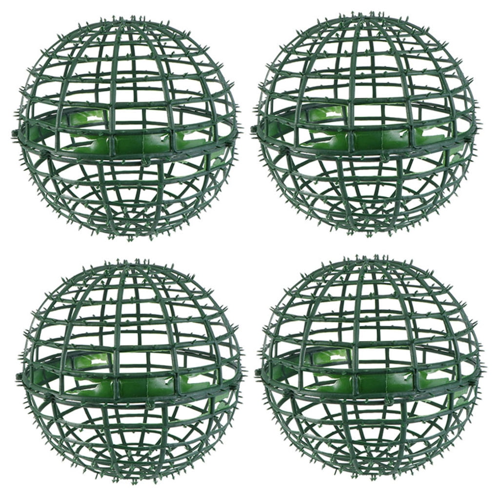 KAKOWELY 4Pcs Flower Arrangement Cage Grass Ball Shape Gardening Art Decorative Storage For Courtyard Party