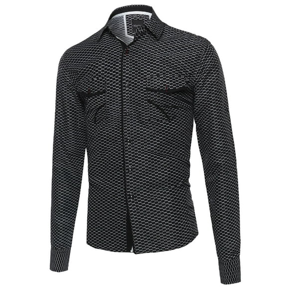 FashionOutfit Men's Patterned Button Down Long Sleeve Shirt