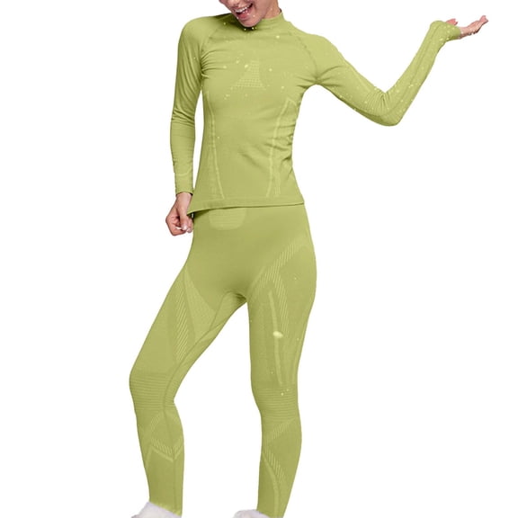 Levmjia Women Ski Thermal Underwear Set Winter Warm Round Neck Quick Dry Moisture Wicking Base Layer Tops and Pants For Skiing Snowboarding Cold Weather Outdoor Sports