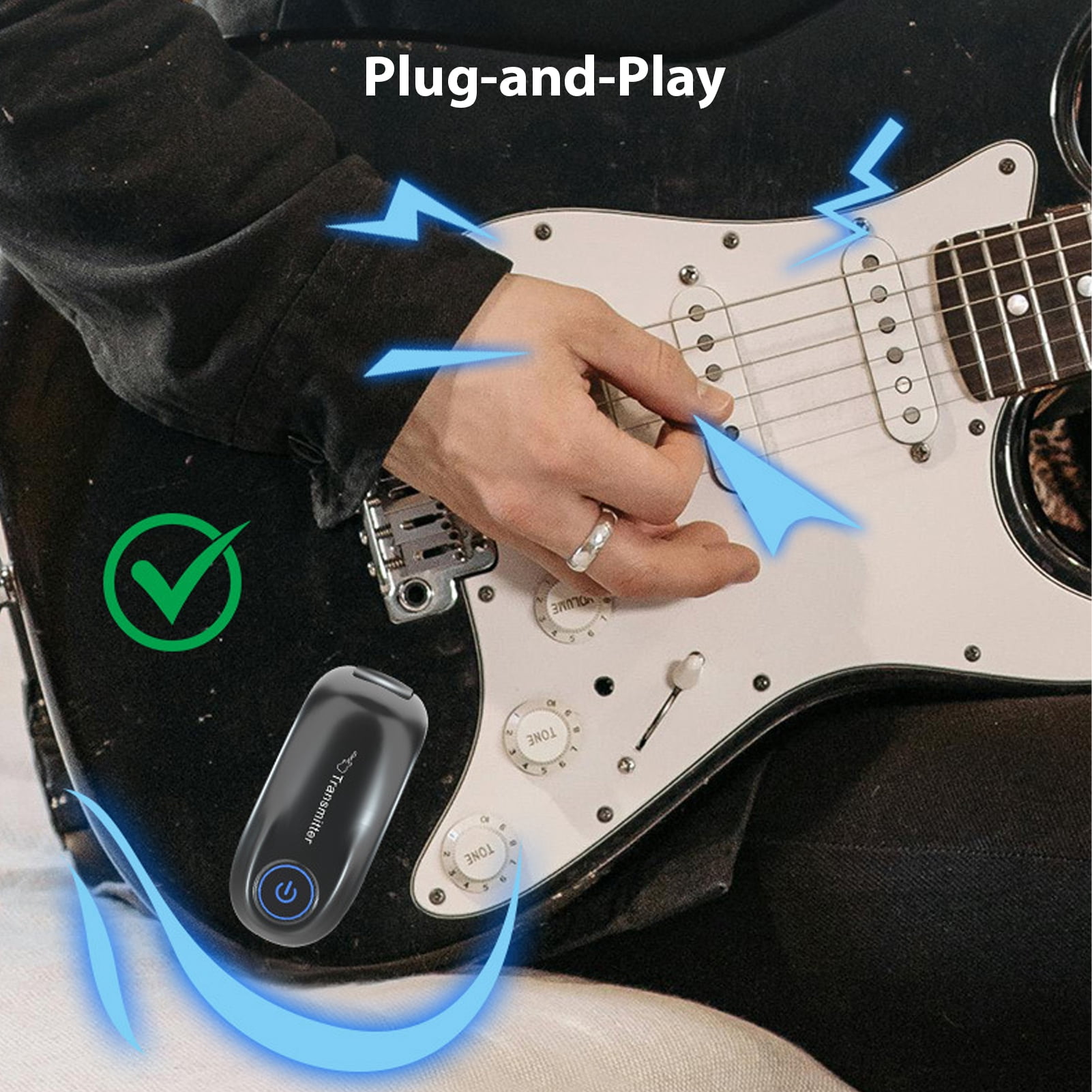 M Buder 2.4G Wireless Guitar System Rechargeable Transmitter Receiver Set for Electric Bass 48KHz Audio