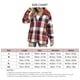 thumbnail image 4 of Chaqueta con capucha para mujer, manga larga, estampado a cuadros, botón de una sola fila, camisa holgada informal, chaqueta para otoño primavera rojo S, 4 of 5