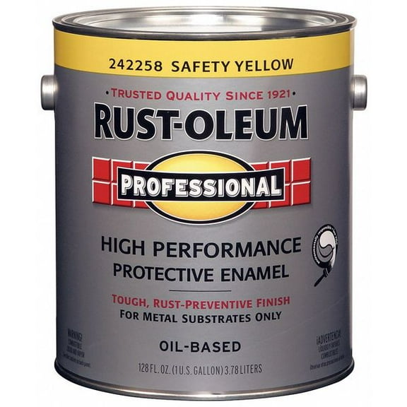 RUST-OLEUM Interior/Exterior Paint, Glossy, OilBase, SAFETY YELLOW, 1 gal