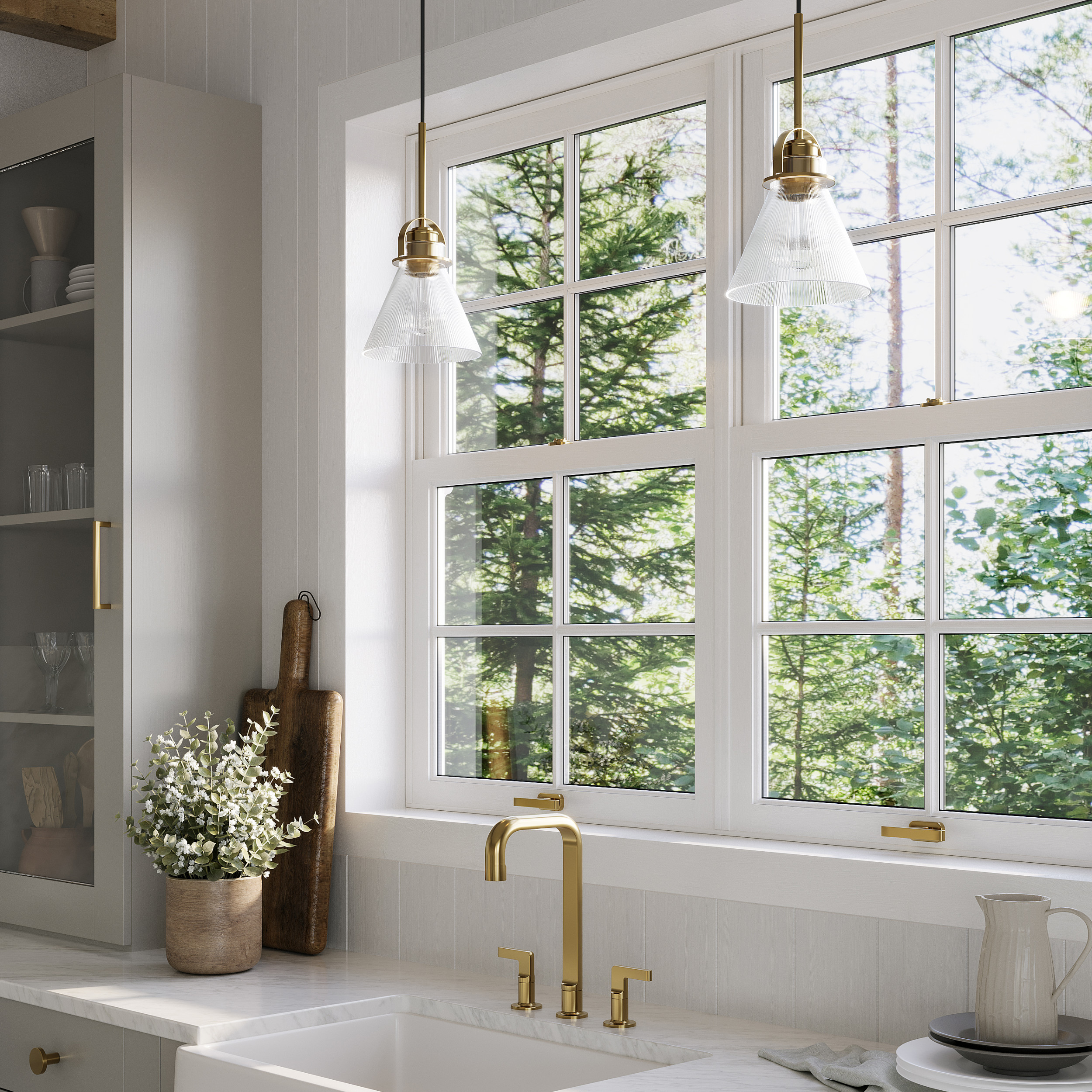 Avec 7.75 in. 1-Light Brushed Gold Industrial Pendant