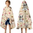 thumbnail image 3 of Yorkie Dog and Flower Florals Hooded Bath Towel，50"x30" for Ages 3 To 12 Kids, Quick Dry Lightweight Soft Microfiber Hood Beach Towel Cover Up for Kids, 3 of 7