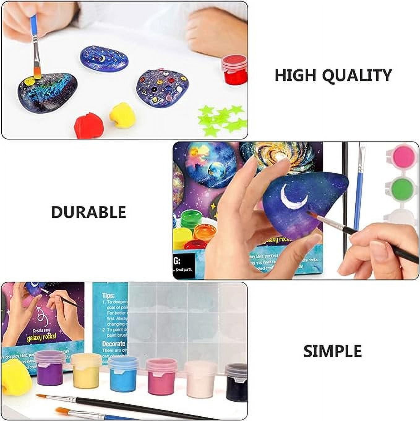 Kit Peinture Sur Pierre Pour Enfants Et Adultes - 2 Pierres, 12 Peintures Acryliques, Paillettes, Yeux - Activité Créative Et Cadeau Artistique - 10