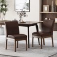 thumbnail image 2 of GDF Studio Hampton Mid Century Modern Upholstered Dining Chairs, Set of 2, Dark Brown Faux Leather and Walnut, 2 of 8