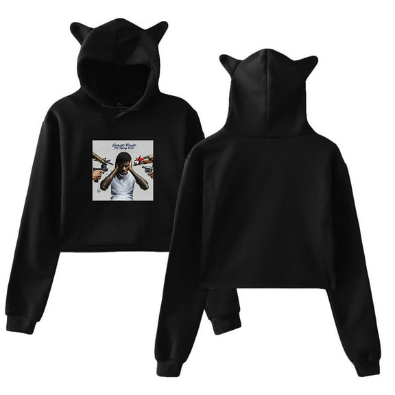 Quando Rondo Hoodie Sweatshirts Crop top Printing Rapper for Girls Cat Ear Youth Streetwear