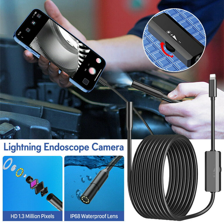 2/5/10M 8LED Borescope Endoscope P68 Waterproof Snake Inspection Scope  Camera for iPhone iPad