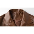 thumbnail image 5 of Yangnuo Womens Trendy Solid Color Lapel Leather Jackets 2026 Women's Casual Long Sleeved Turndown Collar Zipper Hoodless Jacket, 5 of 6