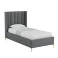 thumbnail image 5 of Montrell Upholstered Linen Full Size Wingback Platform Bed, Grey, 5 of 7