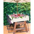 thumbnail image 3 of Hokiten Outdoor Tablecloths with Umbrella Hole & Zipper, Summer Red Flower Tablecloth Rectangle 60x84 Inch, Green Leaves Country Floral Pastoral Waterproof Table Cloth, Patio/Pool Table Covers, 3 of 7