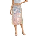 thumbnail image 3 of QAFOPEH Women's Glitter Sequins Tassel High Waist Party Midi Wrap Skirts, 3 of 9