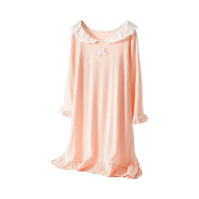 RXIRUCGD 2025 Vêtements d'Été pour Enfants Chemise de Nuit Décontractée et Confortable à Manches Longues Col Rond pour Filles
