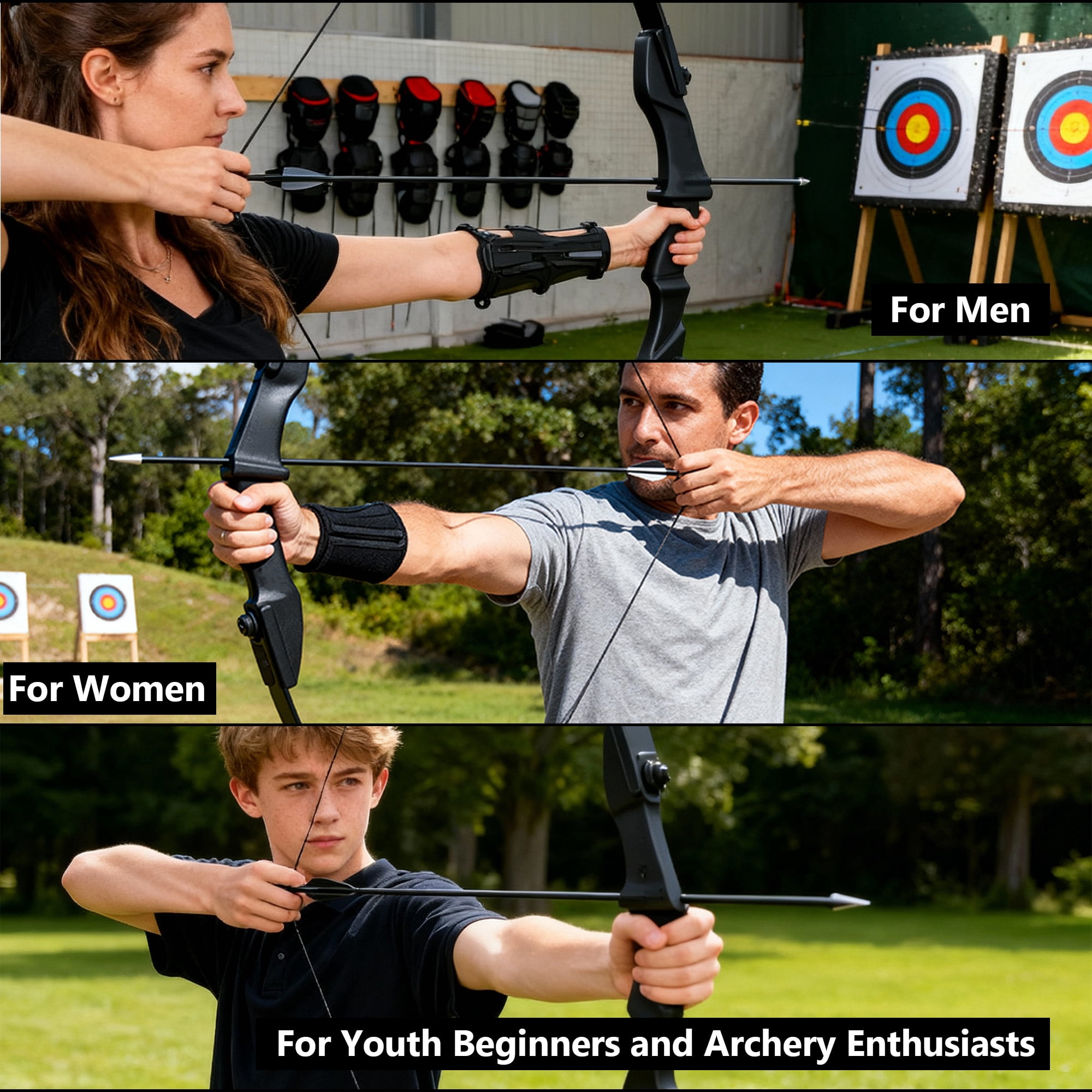 Petoto Bow and Arrow Set, 51" Recurve Bows for Adults/Beginners 30lbs, Archery Set for Left and Right Handed Outdoor Target Practice