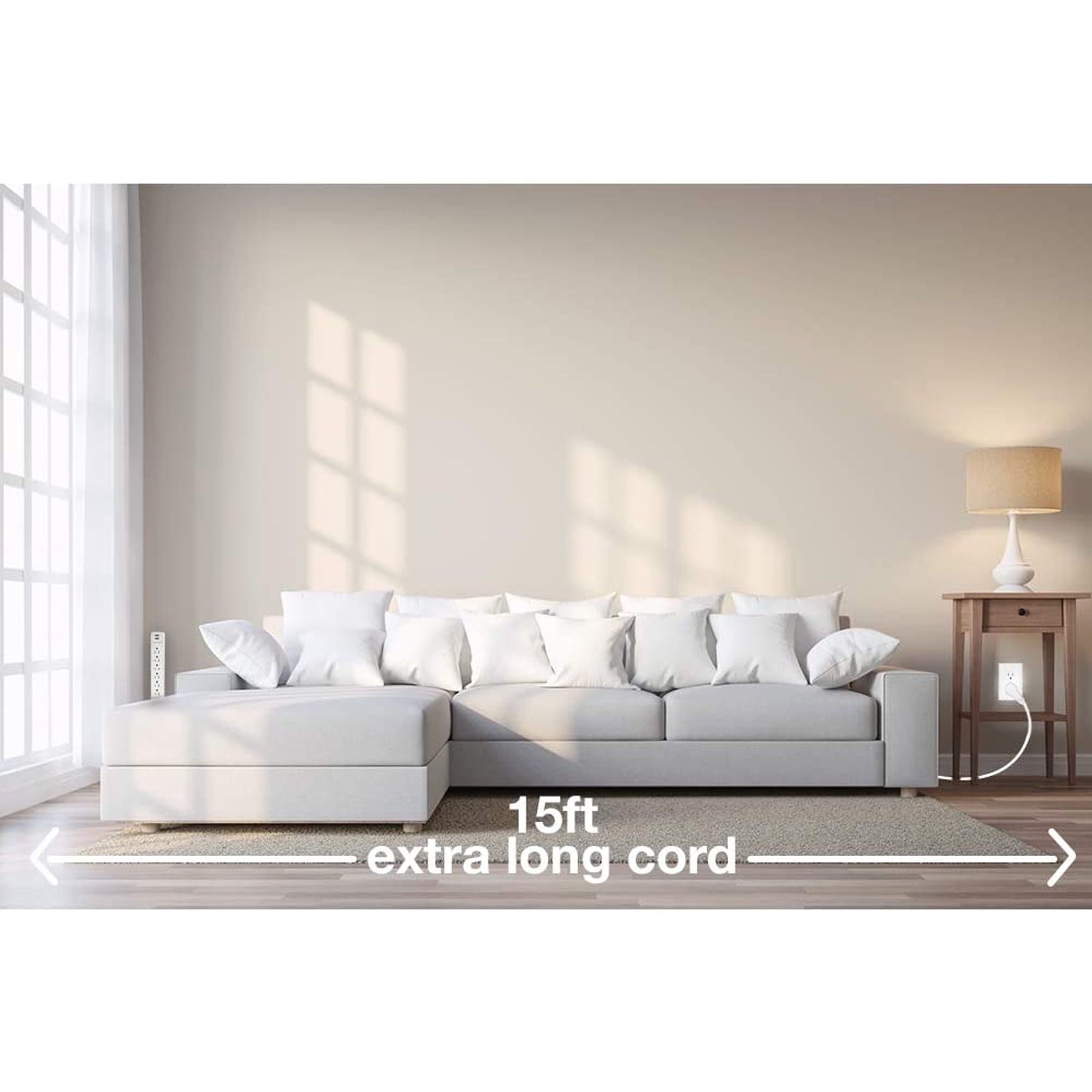 Digital Energy 6-Outlet + 2 Usb 1050 Joule Surge Protector Power Strip, White