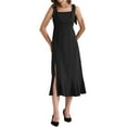 thumbnail image 2 of INSPIRE CHIC Vestido Midi Elegante Sin Mangas con Escote Cuadrado y Volantes en el Dobladillo, Con Aberturas Lateral, Talla XS, Negro, 2 of 5