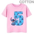 thumbnail image 3 of Camiseta de algodón para niños de Disney con combinación de nombre y dígitos 1, 2, 3 y 4 de PINK Stitch, dibujos animados Kawaii, informal, para niñas y niños, estilo Harajuku, 3 of 5