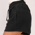 thumbnail image 3 of Pantalones cortos con cordón para mujer, cintura elástica, cintura alta, bolsillos laterales de Color puro, pantalones cortos de pierna ancha para mujer, 3 of 6