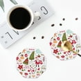 thumbnail image 5 of Pofeuu Snowflakes Santa Claus Christmas Tree Print Leather Coasters Set of 6, Round Cups Mugs Mat Pad for Home Kitchen Heat Resistant Drink Coasters,Octagon, 5 of 7