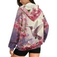 thumbnail image 2 of SCRAWLGOD Hummingbird Peach Blossom Women's Full-Zip Hoodies Streetwear Stylish Sweatshirt with Relaxed Shoulder Elastic Sweater for Date Nights, Family Gatherings, Exercising, XXL, 2 of 7
